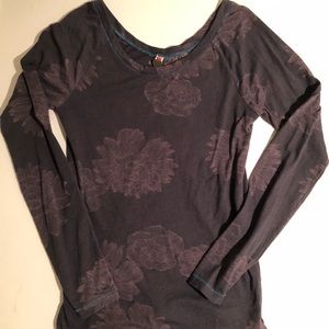 Free People Brown Floral Long Sleeve Top
